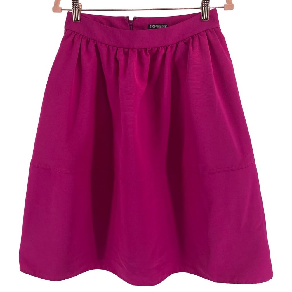 Express Women's Size Women's Fuchsia Pink Pleated A-Line Midi Skirt